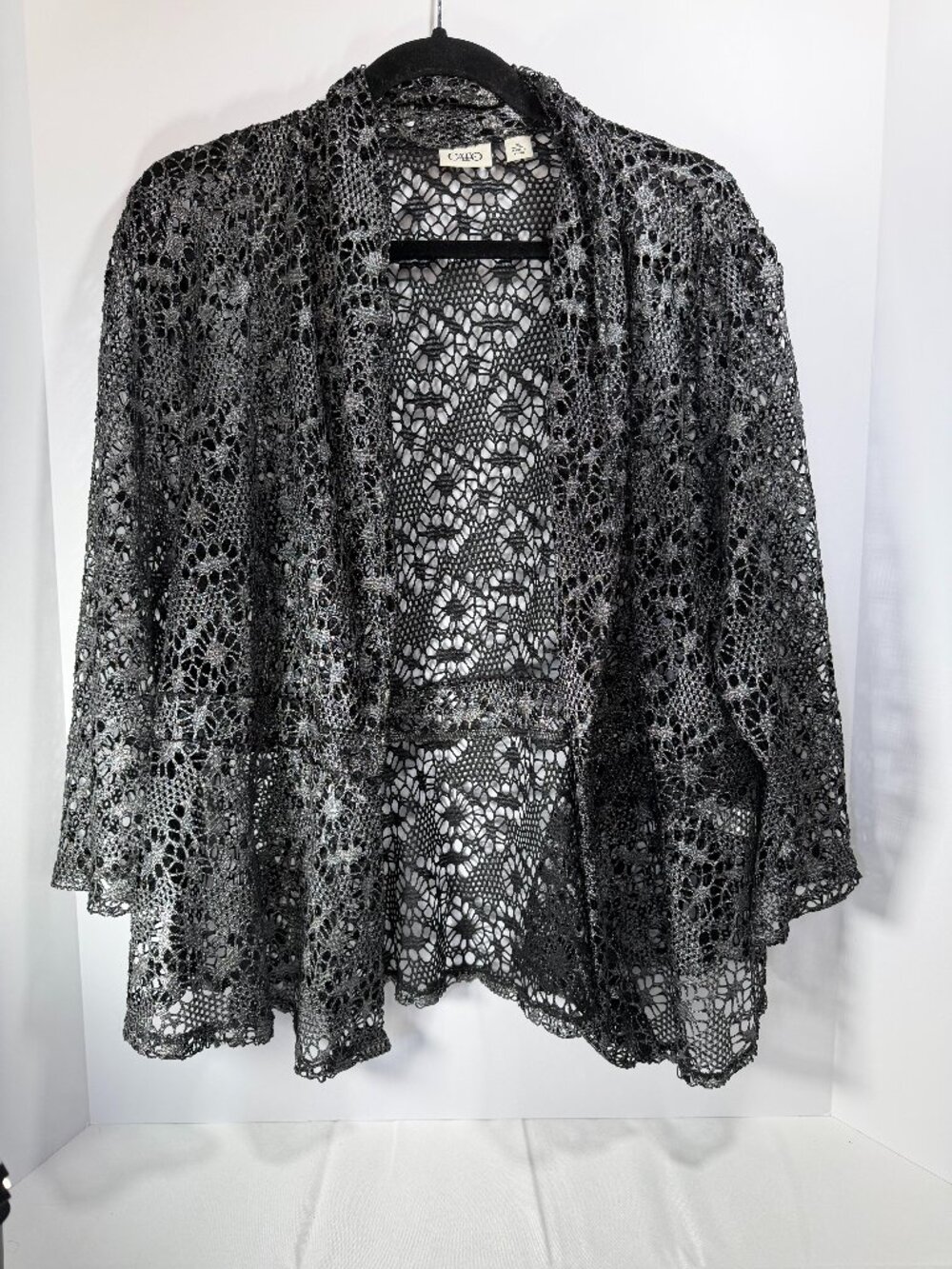 Cato Black Metallic Crochet Jacket